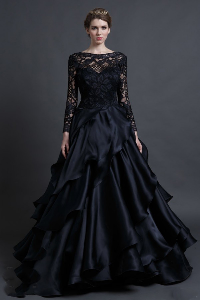 black gothic wedding dress