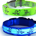 Nylon LED dog collar Print Dog picture 6 colors to choose Dog collars Free shipping