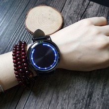 Fashion Leather Band Touch Screen LED Watches For Women/Men with Tree Shaped Dial Blue Light Display Time HB88