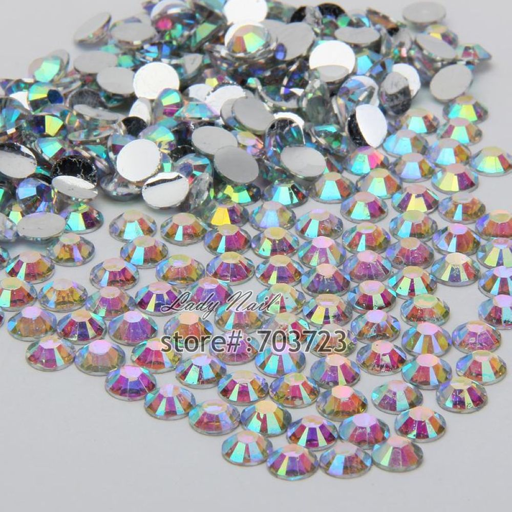 1000 pcs 3mm ss12 AB Colorful Crystal Resin Round Rhinestone Flatback Rhinestones 14 Facets DIY Nail