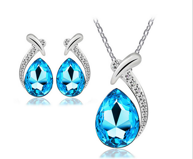 Fashion Jewelry Sets 6 Colors 18K White Gold Plated Austrian Crystal ...