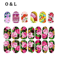 1pcs Colorful Flowers Glitter Nail Art Decals Full Cover Nail Wraps DIY Beauty Salon Nail Stickers