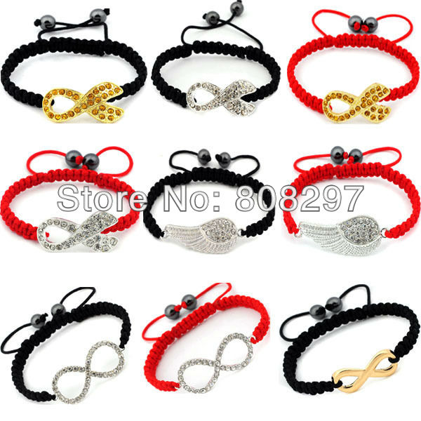 Charms! Sideways / Infinity / Tie / Wing / Adjustable / Handmade Braided Friendship   Macrame Bracelet