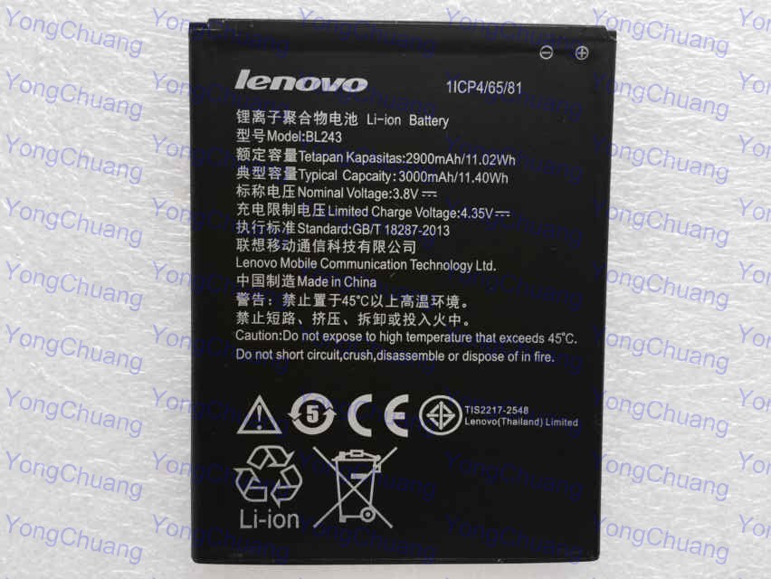 Lenovo K3  BL243   2900  - Batterai LENOVO  K3  K50-T5 LENOVO A7000   +  