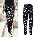2016 summer new arrival elastic waist plus size women pants casual loose stars printing skinny pants