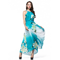 Plus Size 6 7XL Summer Women Sexy Elegant Beach Vestido Chiffon Belted Flower Floral Printed O