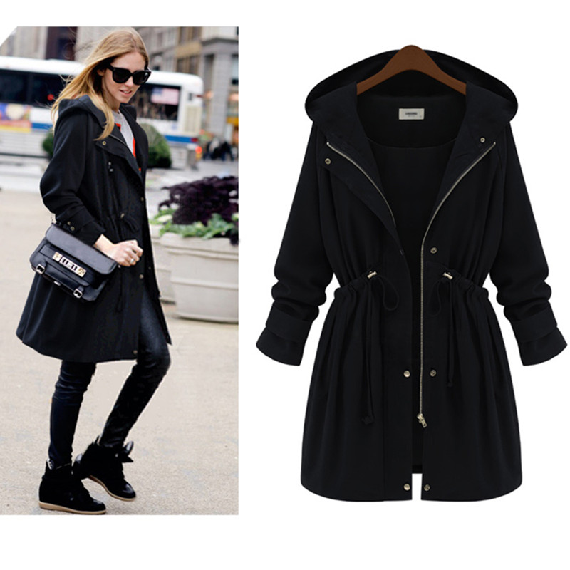 Plus Size XL-4XL Long Women Coat Winter Coat With Hood Womens Winter Jackets And Coats Fall 2015 Black  Casual Outwear LGD21