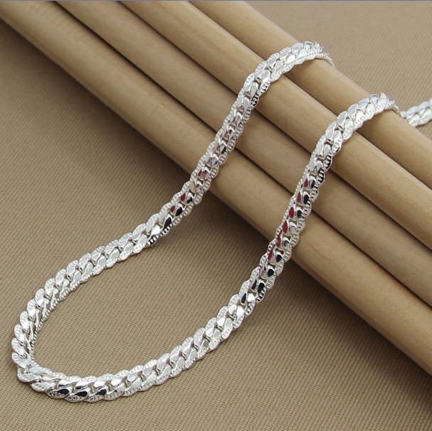Image of chains collar Free Shipping Silver Plated Necklace Fashion Cute 5mm Silver Jewelry Necklace Chains Pendant
