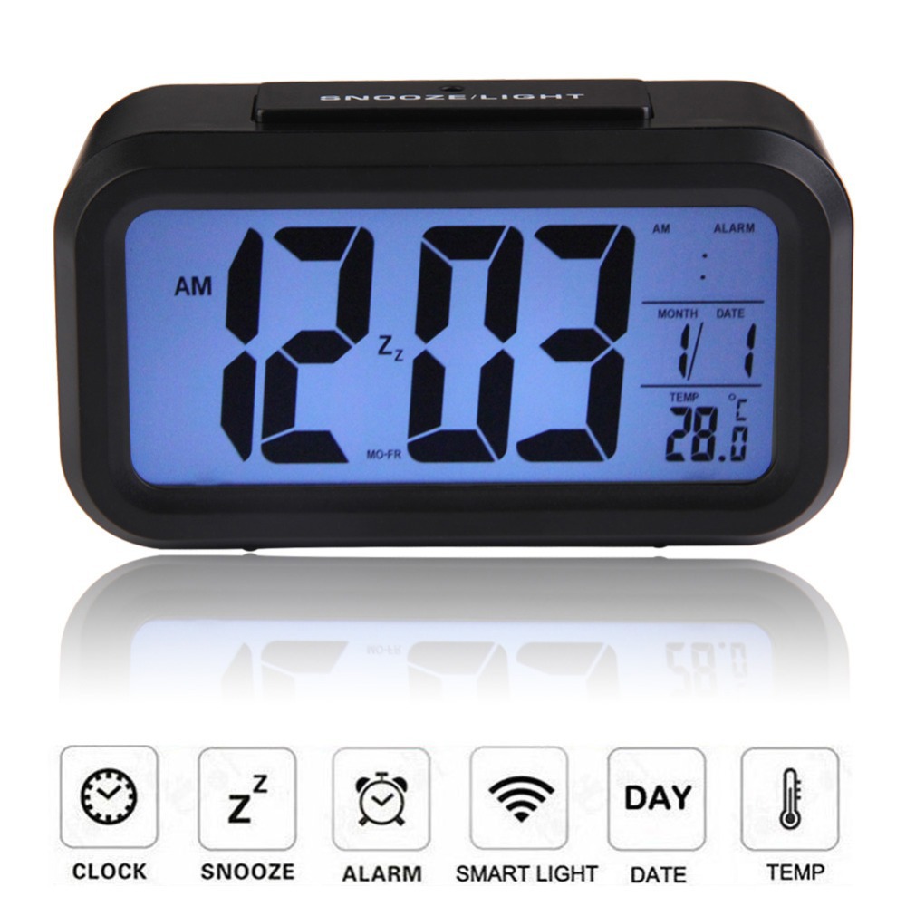 Image of Digital Snooze Electronic Alarm Clock Despertador Watches with LED Backlight Light Calendar Control NG4S