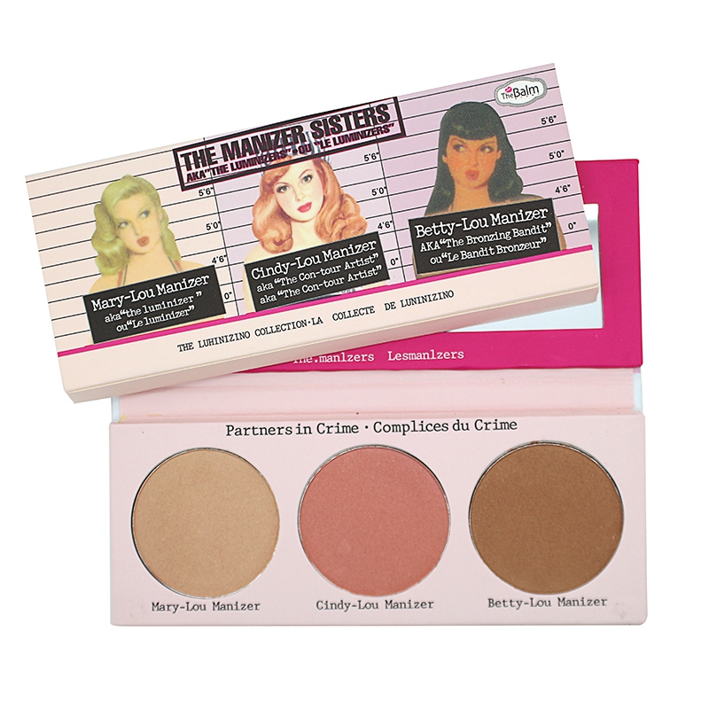 Image of Brand New 3 Color Face Pressed Powder Mary-Lou / Betty-Lou / Cindy-Lou Manizer Shimmer Powder Palette The Balm Makeup Cosmetic