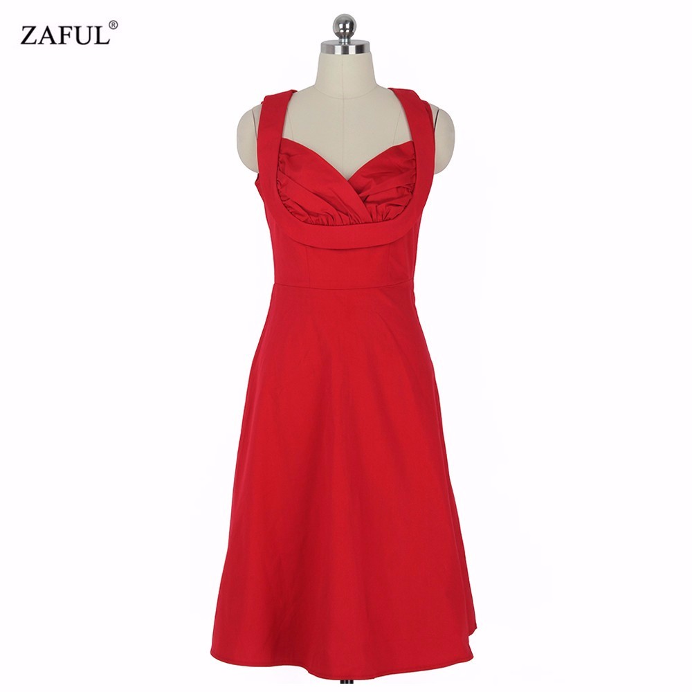 Summer Style Retro Audrey Hepburn Vestidos Woman Vintage 50s 60s Dress Big Swing Polka Dot Backless Rockabilly Plus Size (8)