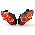 KT Headlight for Yamaha YZF R1 2004 2006 LED Angel Halo Eye Red Motorcycle HID Projector