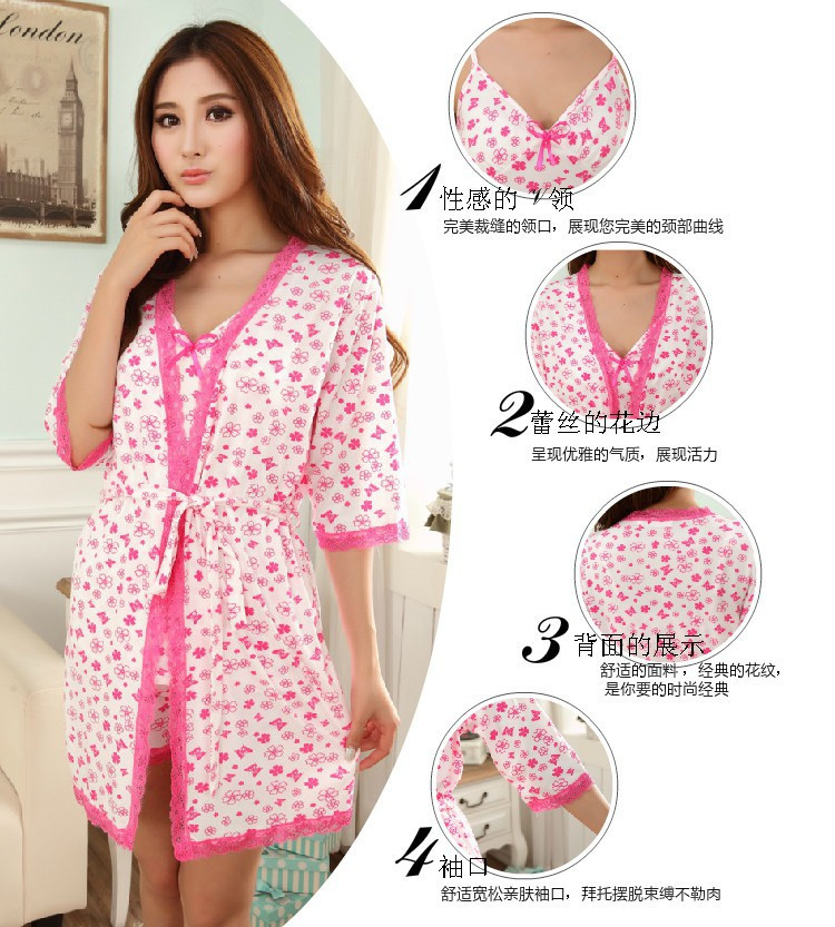 New Arrival Summer Sexy Milk Silk Short- Sleeved Pajamas Nightgown For Women Sleepwear_5