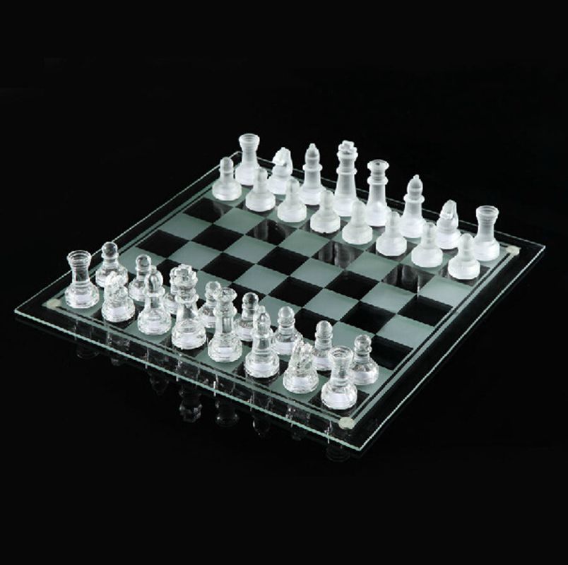 Image of Elegant New Solid Glass Chess With Checker Board Set,Galss Chess Game,gift 1set