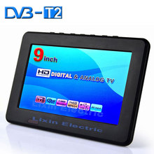 2015 New 9 inch DVB-T2/DVB-T digital and analog mini led HD portable TV all in 1 Support USB record TV program Battery 1800mAh