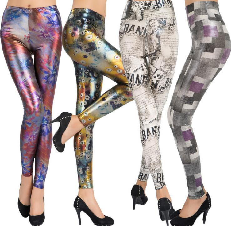 2014 summer and hot Women leggings! PU leather leggings slimming ripped
