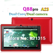 Q88 pro allwinner A23,Dual core Q88 tablet pc, android 4.2 Q88,1.5GHz RAM DDR3 512MB ROM 4GB Dual Camera WiFi OTG Free shipping