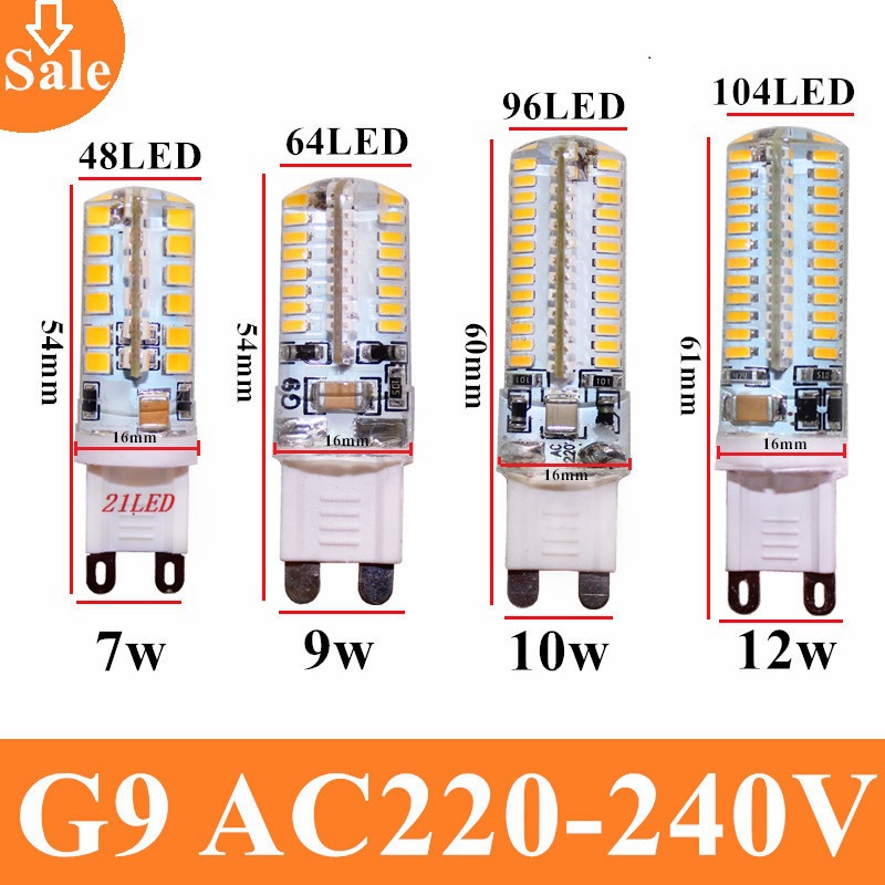 G9 led corn lamp AC 220V 3014 7w 9w 10w 2835LED Crystal Silicone Candle Replace 20W