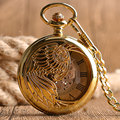 Classic Golden Phoenix Case Hollow Automatic Mechanical Roman Numerals Dial Pocket Watch Chain Luxury Steampunk Men