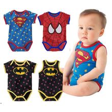 new 2016 Summer newborn baby boy girl clothes Cute cartoon spiderman Superman new born baby boy romper infant baby ropa bebe 3M
