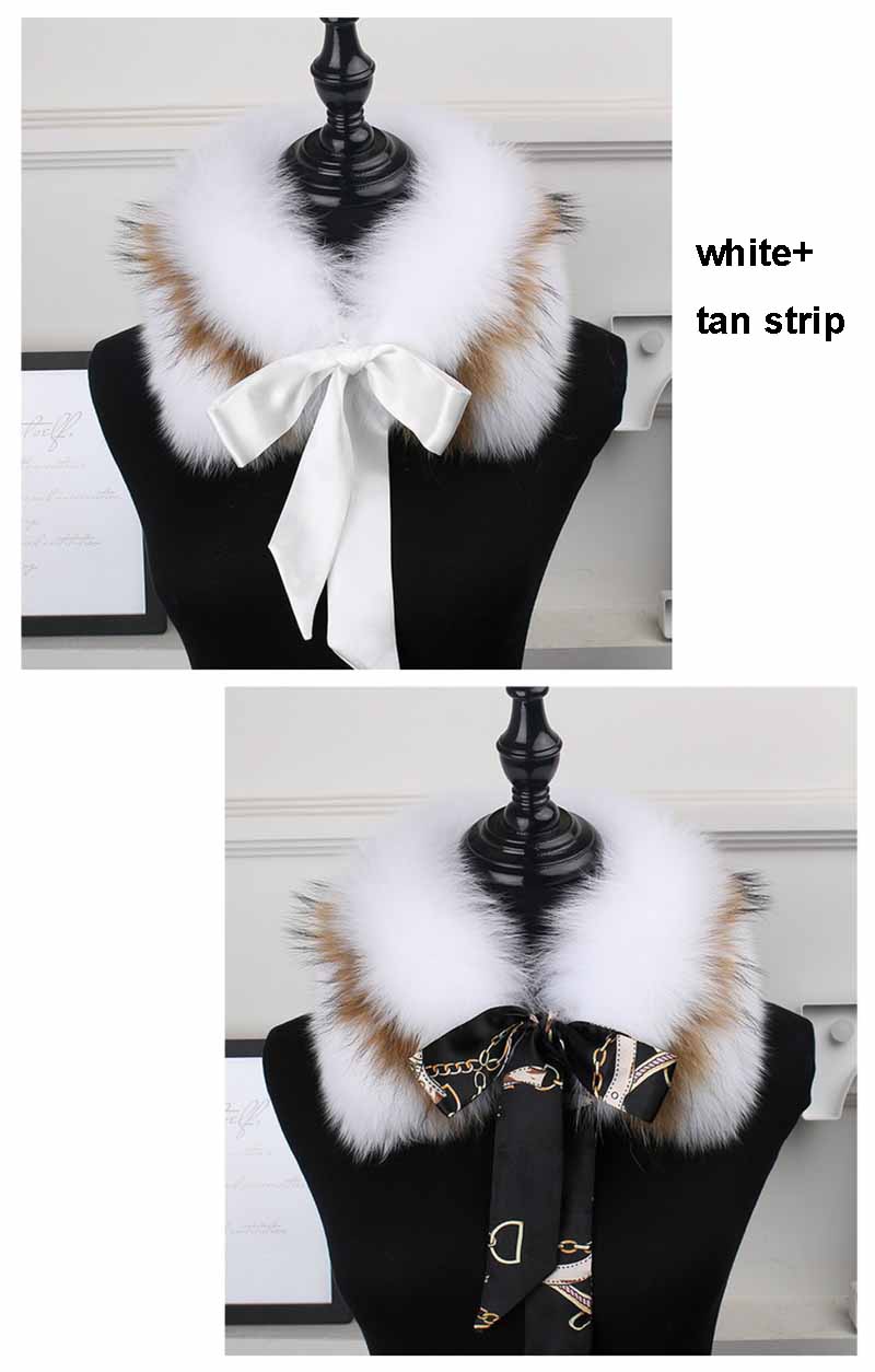 fox fur collar lace white+tan