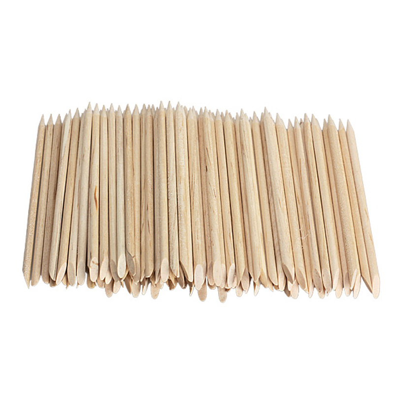 Image of 100pcs Nail Art Orange Wood Sticks Cuticle Pusher Remover Spade Shape Sharp Tip Two-End Manicure Nails Tool free shipping