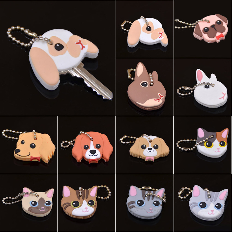 Image of New Arrival PVC Cute Rabbit Pet Dog Cat Key Cover Cap Rubber Key Chain Key Ring Men Women Unisex