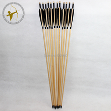 12 Pcs Free Shipping Beautiful Real Black Turkey Feather Fletching Hunting Wood Shaft Arrows Field Point head  For Bow Archery