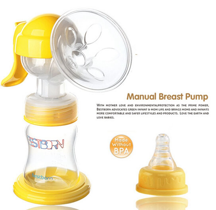 150ml Yellow Breast Pump Manual Baby Milk Bottle Squeezing Pump Safety Maternity Suck Chest Children Kids Breast Feeding (3)