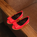 T 2016 Autumn Children Shoes Girls Flat Casual PU Leather Shoes Solid color Sneakers Bow Princess
