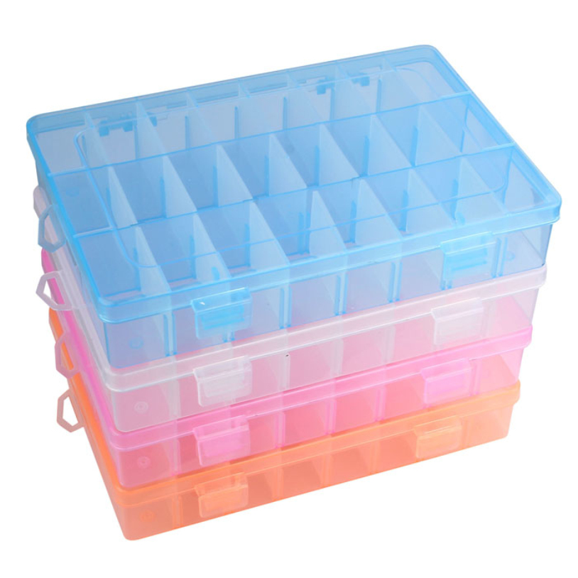 Новые Практические Регулируемые Пластиковые 24 Отсек Для Хранения Box Дело Бисера Кольца Ювелирные Дисплей Организатор 25UY