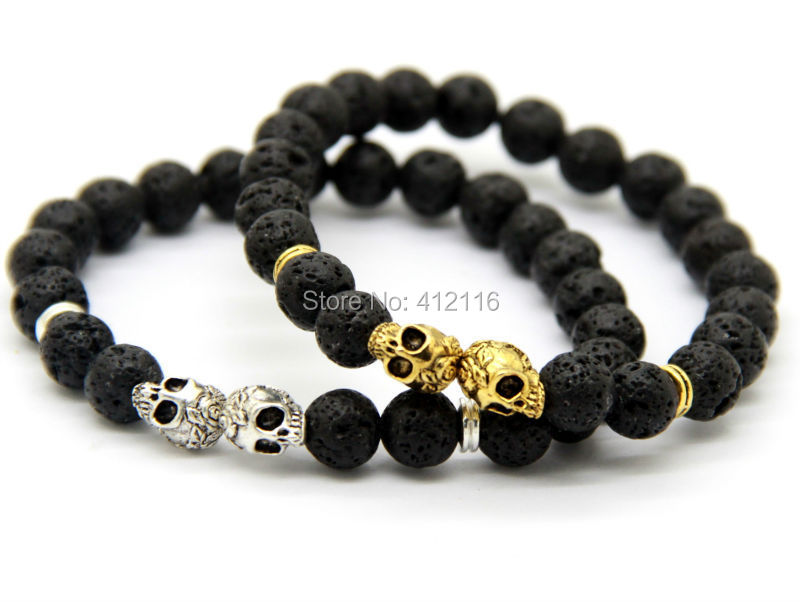 Skull Bracelet Meaning Best Bracelets 2018 2017 New Products Whole Christmas Gift 8mm Lava Stone Beads