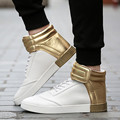 2016 Men Black White Genuine Leather Brand High Top Red Bottom Casual Shoes Men Flats Loubuten