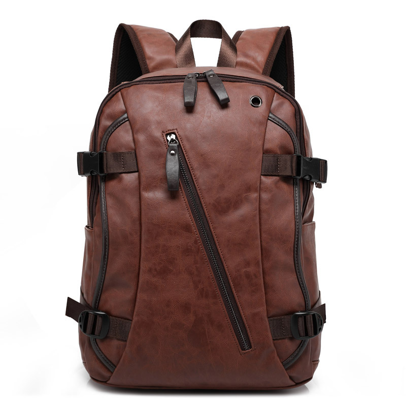 Image of 2016 Hot Sale Mix Cow Leather Backpack Men's Casual Backpack & Travel Bags Western College Style Backpacks Mochila Zip Men