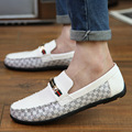 British White Leather Shoes Fashion Business Luxury Mens Loafers Mocassim Masculino Casual Slip On Flats Shoes