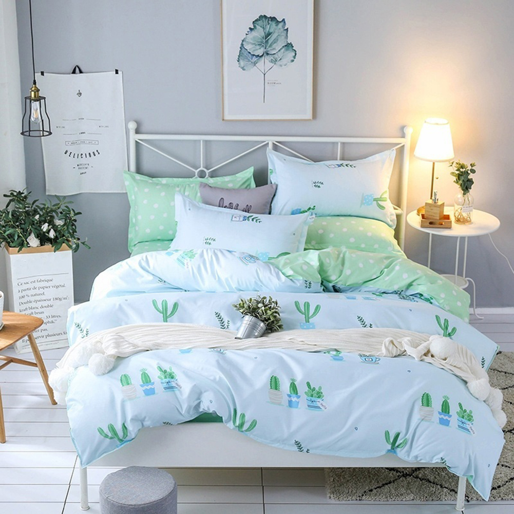 Fresh Cactus Quilt Duvet Cover Bed Sheet Pillow Case Bedding