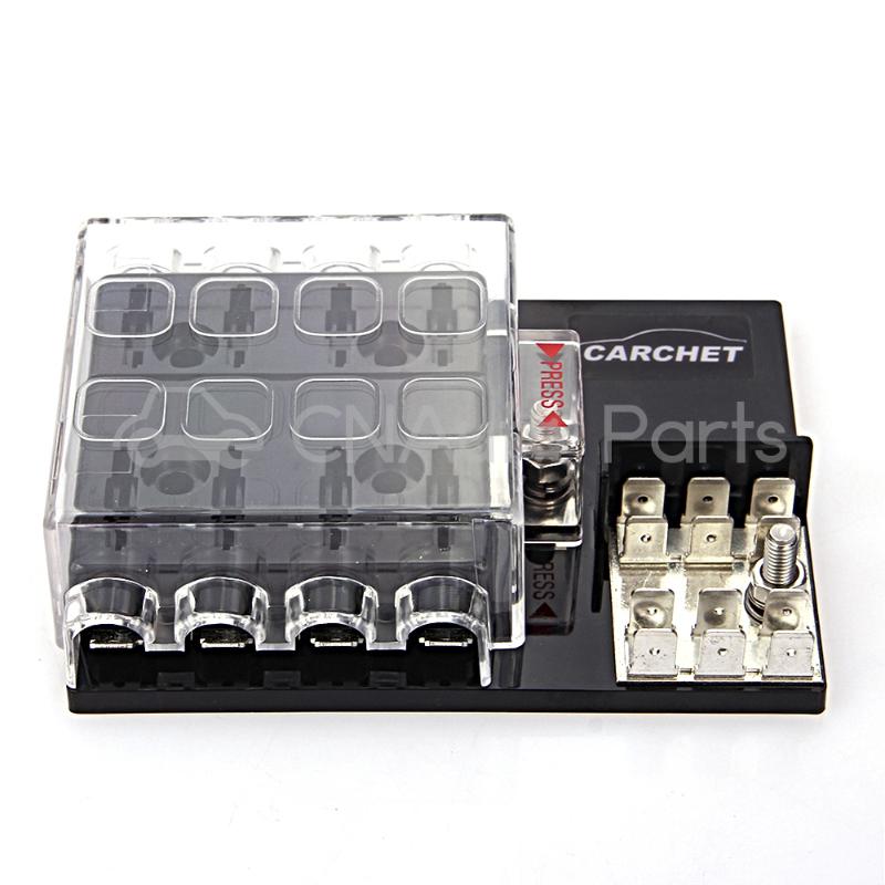 CARCHET 8-Way Block Holder Circuit Fuse Box with Cover for Auto Vehicle Car Truck