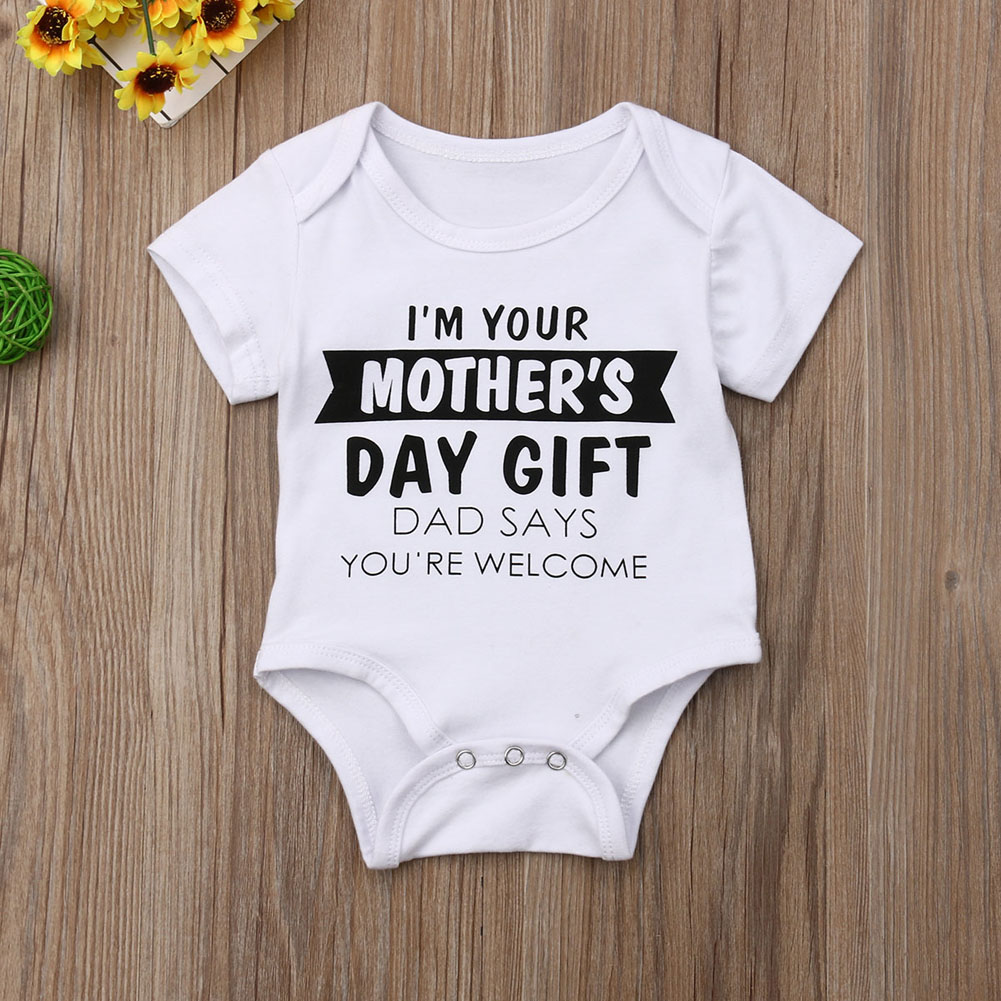 2019 new newborn baby girl boy mother"s day bodysuit letter