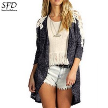 Hot Fashion Women Lace Hollow Out Shirt Patch Blouse Elegant Autumn Long Cardigan Ladies Long Sleeve Coat Outwear S-2XL 60