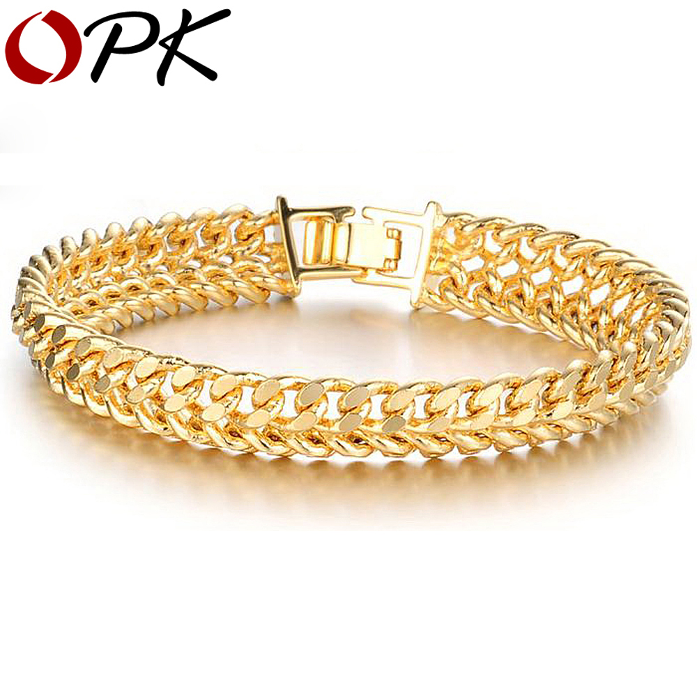 www.lvbagssale.com : Buy OPK JEWELLERY Wholesale price 11mm 18k gold plated chain bracelets for man ...