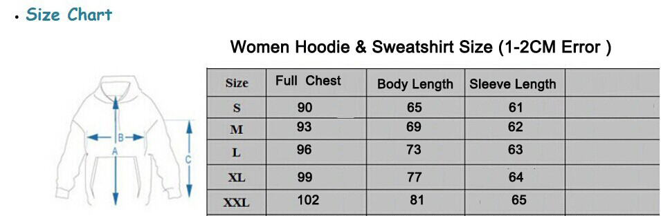 Women Hoodies & Sweatshirt Size