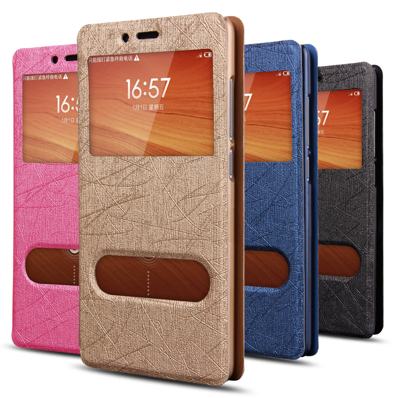 Luxury View Window Leather Case Phablet Cover For Xiaomi Redmi Note Free Shipping 