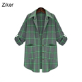 Ziker Plus Size XL 5XL Fashion Autumn Winter Plaid Brand Women Blouses Shirts Back Print Words
