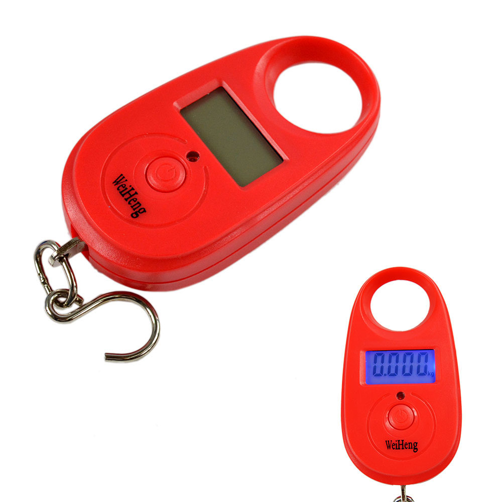 Hanging Scale 25kg x 5g Mini Digital Luggage Fishing Weighing Portable Hook Red
