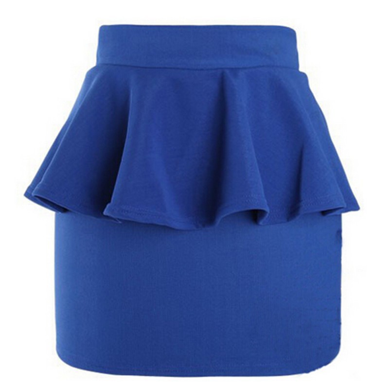 Image of Hot Women Girl High Waist Peplum Frill Pencil Skirt Stretch Body-con Mini Skirts Womens PY5