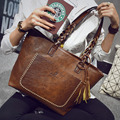 2016 Vintage Leather Handbag Women Bag Shopping Tote Female Famous Designer Tassel Bag Ladies Large Shoulder