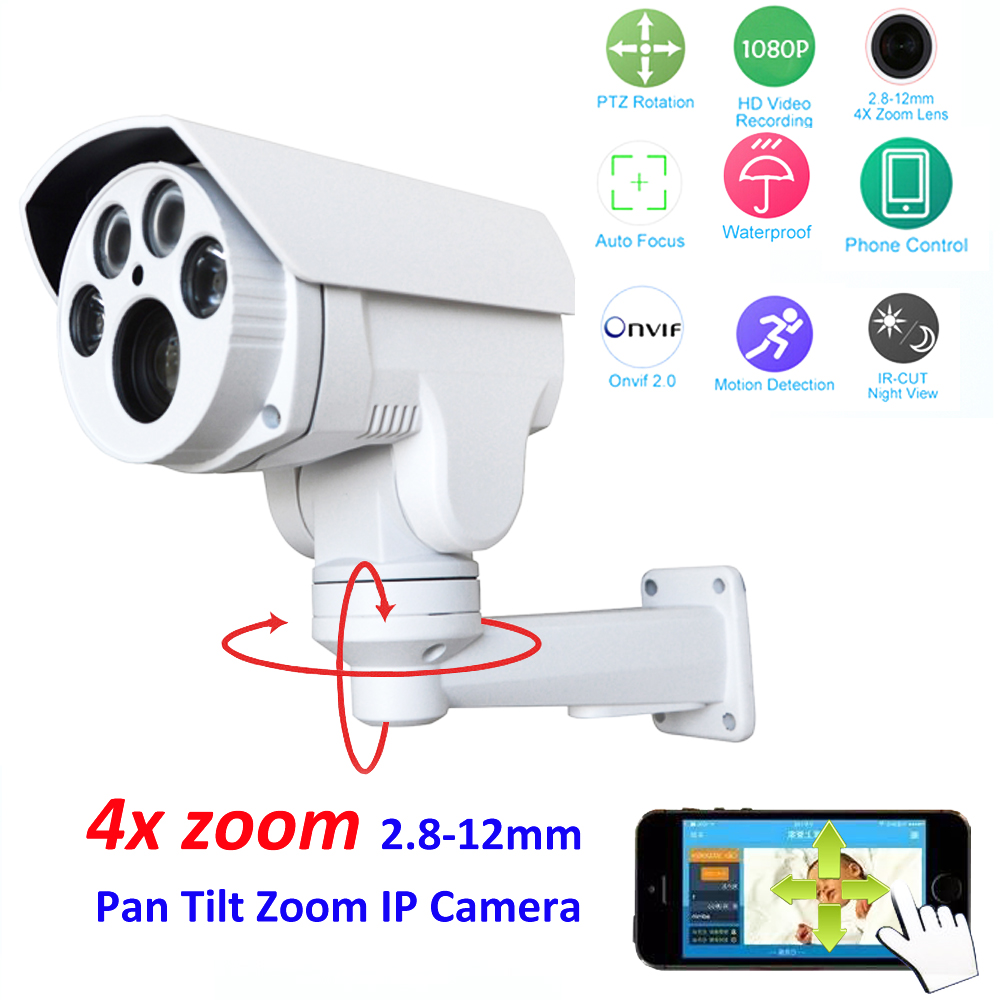 HI3516C+SONY IMX222 HD 1080P IP Camera 4X Motorized Auto Zoom 2.8-12mm Varifocal lens 2MP Outdoor PTZ IP Camera IR cut Onvif HI3516C+SONY IMX222 HD 1080P IP Camera 4X Motorized Auto Zoom 2.8-12mm Varifocal lens 2MP Outdoor PTZ IP Camera IR cut Onvif