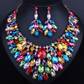 Luxury color large crystal necklace earring sets Lady wedding party Jewelry sets