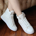 High Top Women Casual Shoes Fashion White Flat Canvas Shoes Female Basket Lace Up Solid Trainers