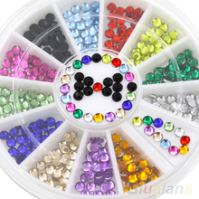 12 Colors Glitters 3mm Acrylic Nail Decoration Stickers DIY Nail Tips Wheel